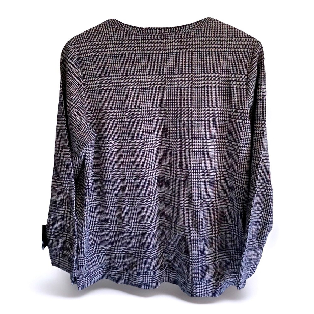 Lands' End Plaid Long Sleeve Top L Glen Check Classic Preppy Dark Academia - Picture 2 of 9